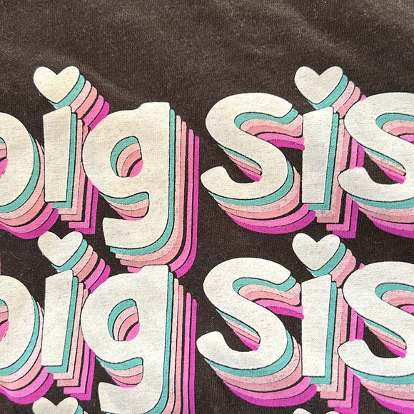 NWOT, Chaser, girls, “Big Sis” Vintage Jersey S/S Shirttail Tee - Picture 4 of 5